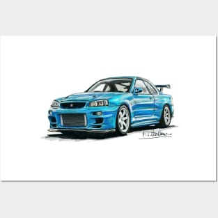 Nissan GTR Skyline R34 Posters and Art